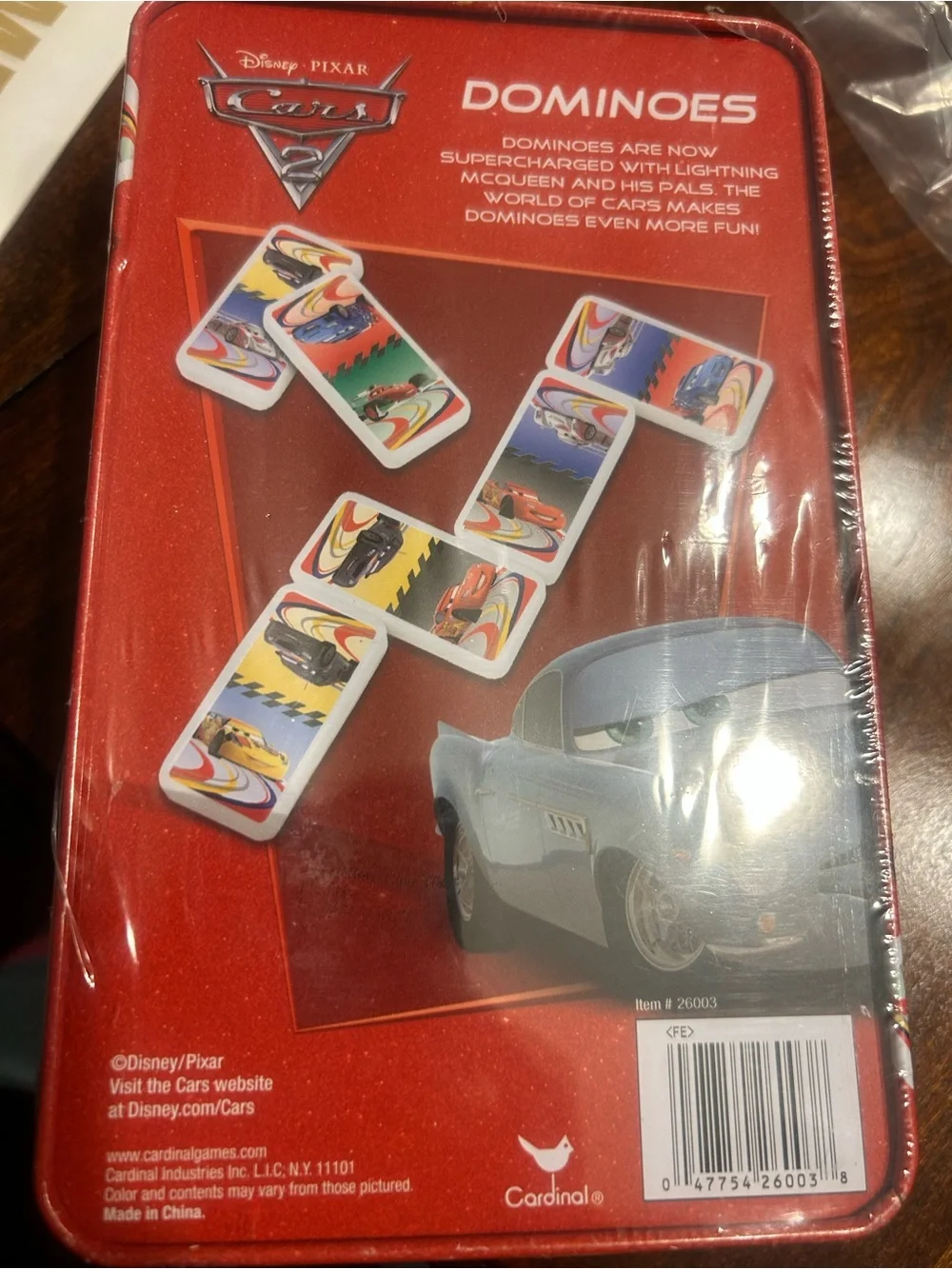 Disney Cars Lightning McQueen Red Dominoes Tin Set